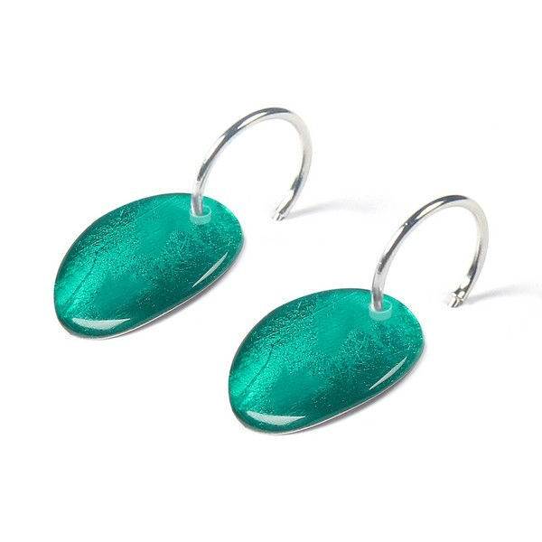 Teal Curved Ovals Creole Earrings | The Jewellery Stop