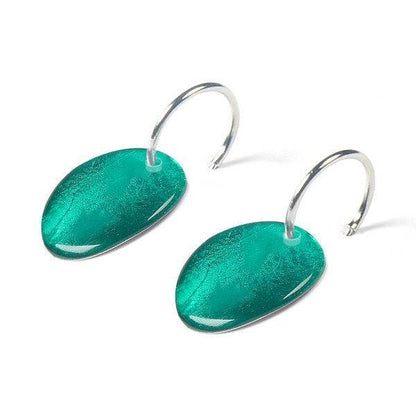 Teal Curved Ovals Creole Earrings | The Jewellery Stop