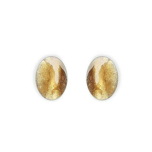 Gold Curved Ovals Stud Earrings | The Jewellery Stop