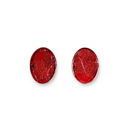 Red Curved Ovals Stud Earrings | The Jewellery Stop