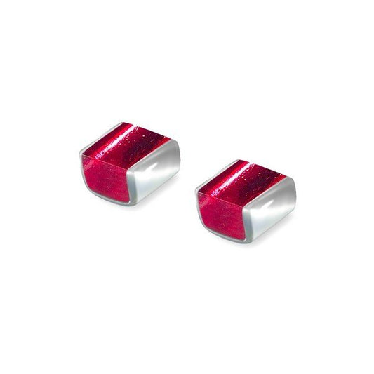 Raspberry Classic Stripes Stud Earrings | The Jewellery Stop