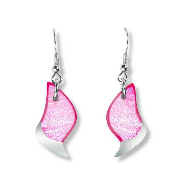 Raspberry Flame Shell Fish Hook Earrings | The Jewellery Stop