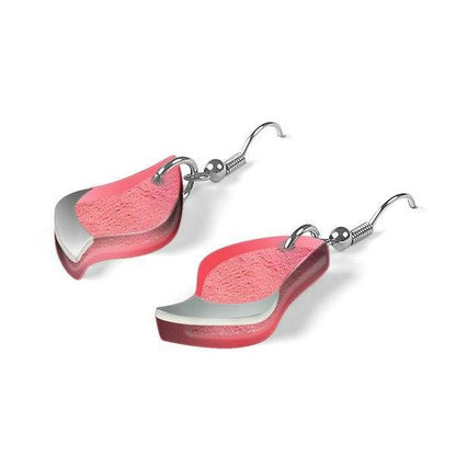Raspberry Flame Shell Fish Hook Earrings | The Jewellery Stop
