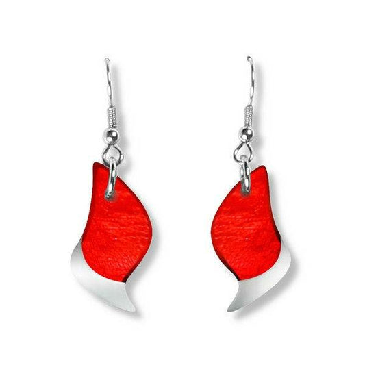 Red Flame Shell Fish Hook Earrings | The Jewellery Stop