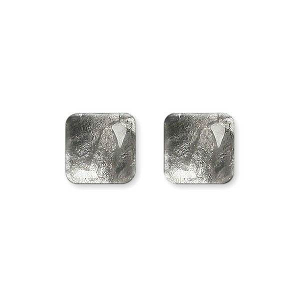Grey Antique Square Large Stud Earrings | The Jewellery Stop