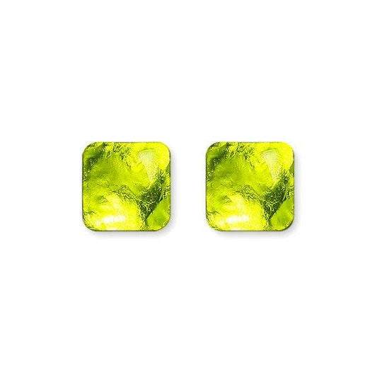 Lime Antique Square Large Stud Earrings | The Jewellery Stop