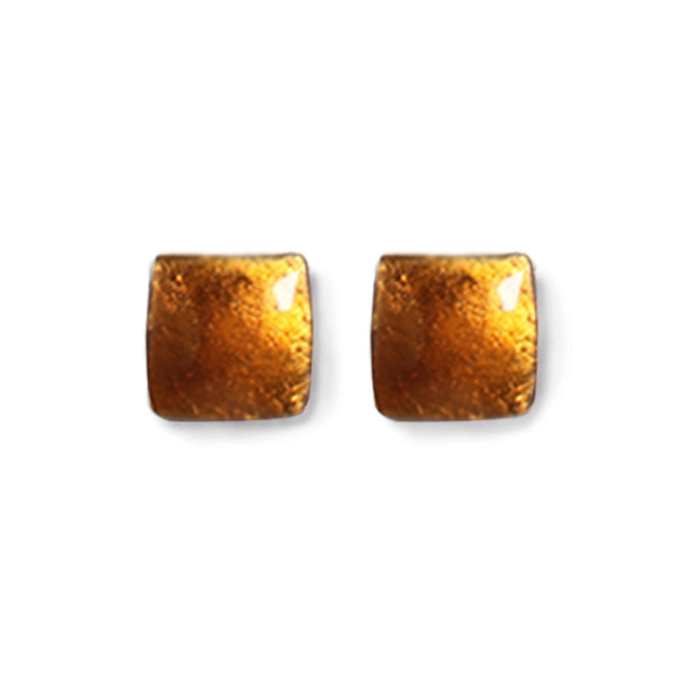 Mustard Antique Square Large Stud Earrings