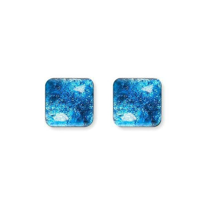 Navy Antique Square Large Stud Earrings | The Jewellery Stop