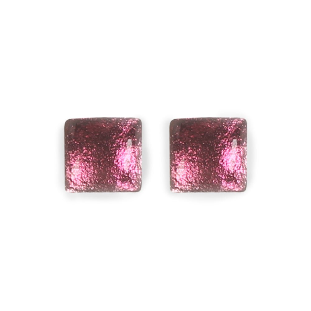 Raspberry Antique Square Large Stud Earrings | The Jewellery Stop