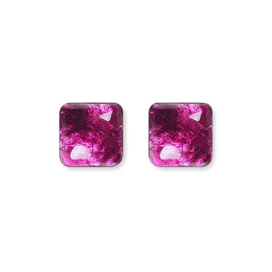 Wine Antique Square Large Stud Earrings | The Jewellery Stop