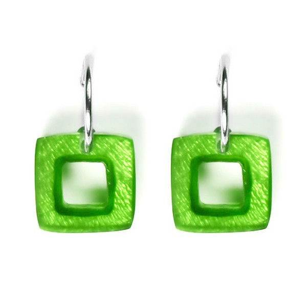 Moss Cubes Creole Earrings