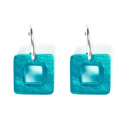 Teal Cubes Creole Earrings | The Jewellery Stop