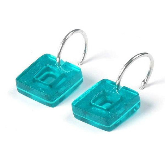 Teal Cubes Creole Earrings | The Jewellery Stop