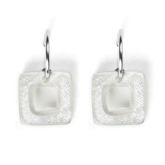 White Cubes Creole Earrings | The Jewellery Stop
