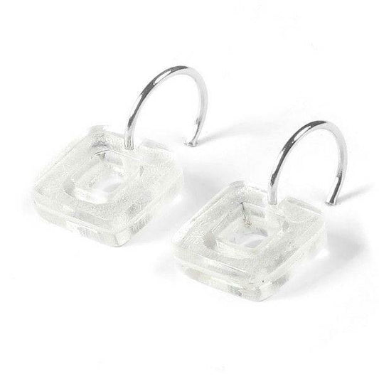 White Cubes Creole Earrings | The Jewellery Stop