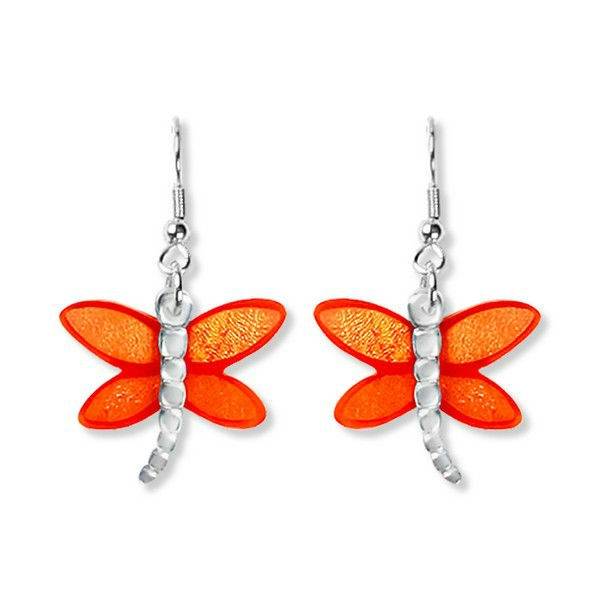 Orange Dragonfly Fish Hook Earrings | The Jewellery Stop