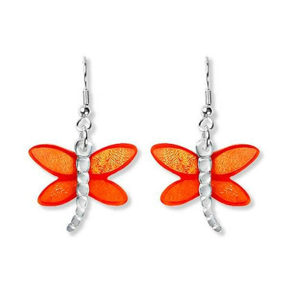 Orange Dragonfly Fish Hook Earrings | The Jewellery Stop