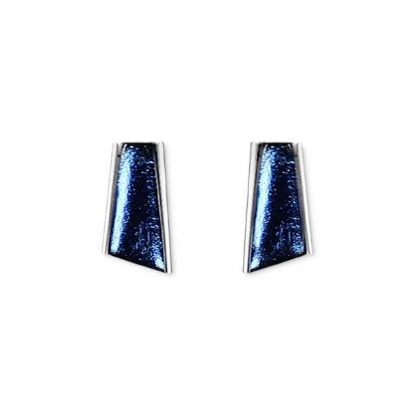 Navy Deco Stripe Stud Earrings | The Jewellery Stop