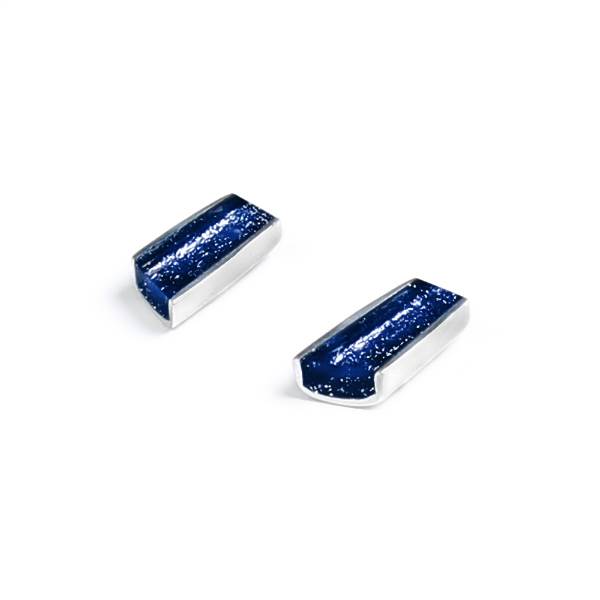 Navy Deco Stripe Stud Earrings | The Jewellery Stop