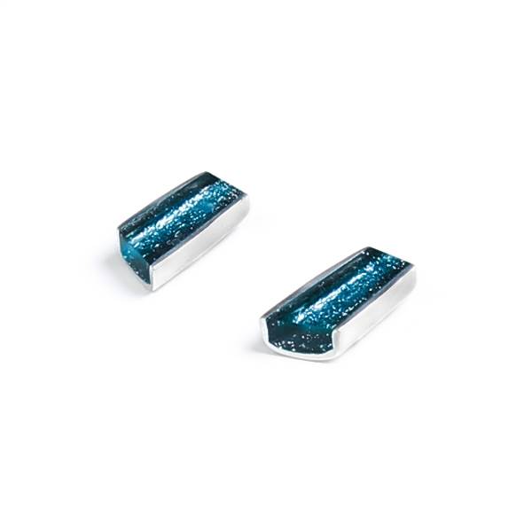 Teal Deco Stripe Stud Earrings | The Jewellery Stop