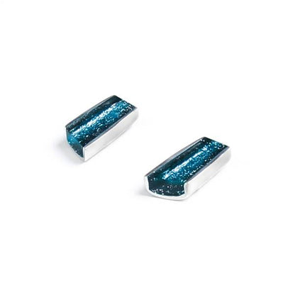 Teal Deco Stripe Stud Earrings | The Jewellery Stop