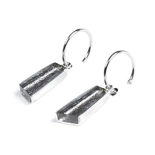 Grey Deco Stripe Creole Earrings | The Jewellery Stop
