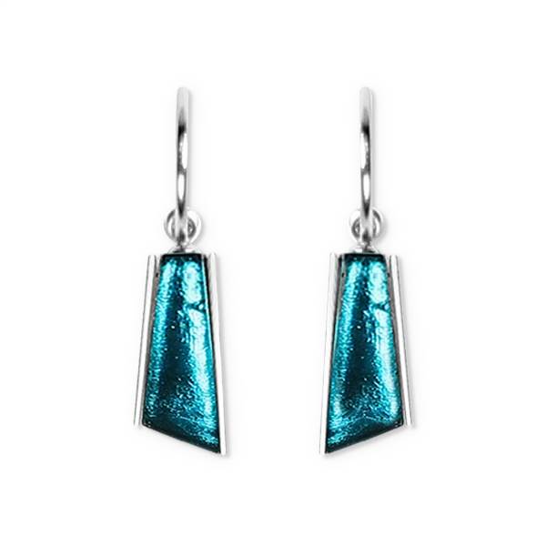 Teal Deco Stripe Creole Earrings | The Jewellery Stop