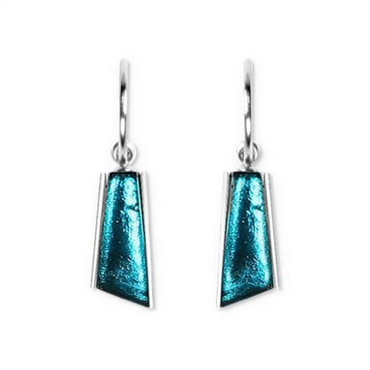 Teal Deco Stripe Creole Earrings | The Jewellery Stop