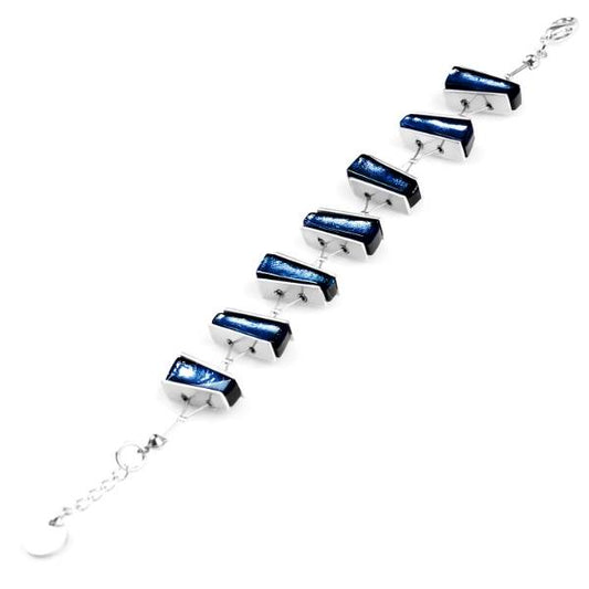 Navy Deco Stripe Bracelet | The Jewellery Stop