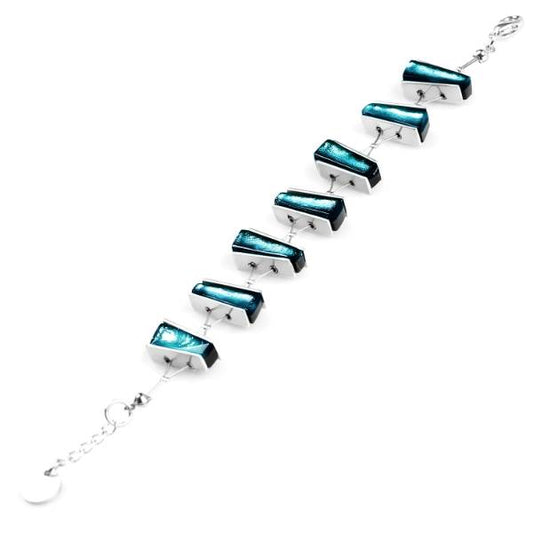 Teal Deco Stripe Bracelet | The Jewellery Stop
