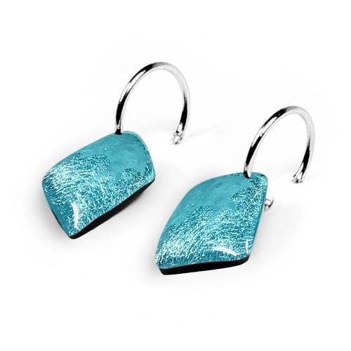 Aqua Patchwork Creole Earrings