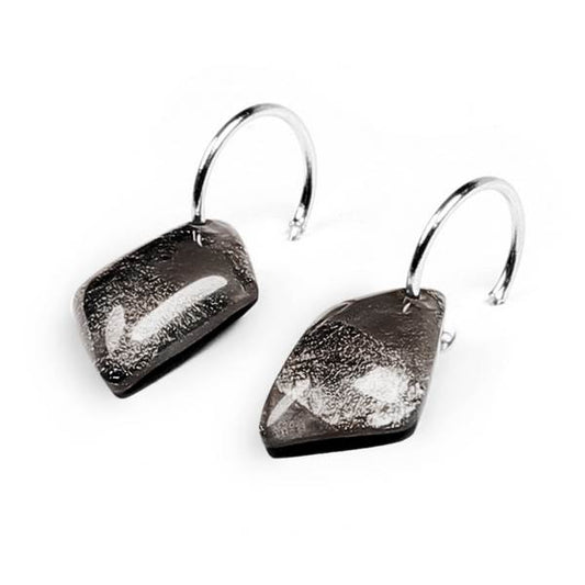 Grey Patchwork Creole Earrings | The Jewellery Stop
