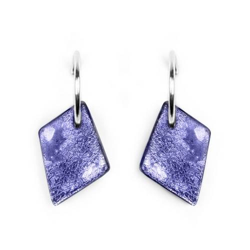Lilac Patchwork Creole Earrings