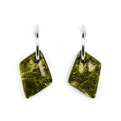 Olive Patchwork Creole Earrings