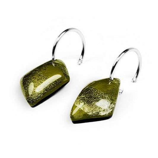 Olive Patchwork Creole Earrings | The Jewellery Stop