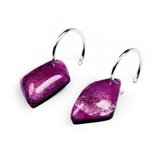 Purple Patchwork Creole Earrings | The Jewellery Stop