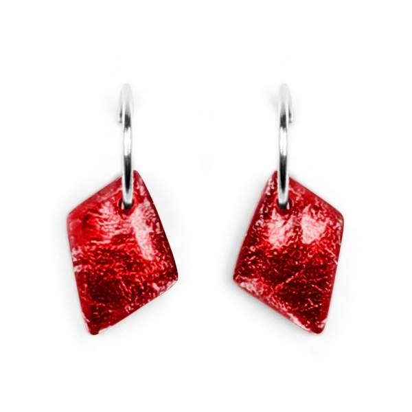 Red Patchwork Creole Earrings | The Jewellery Stop