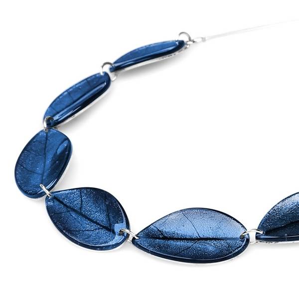 Cobalt Curved Leaf Necklace