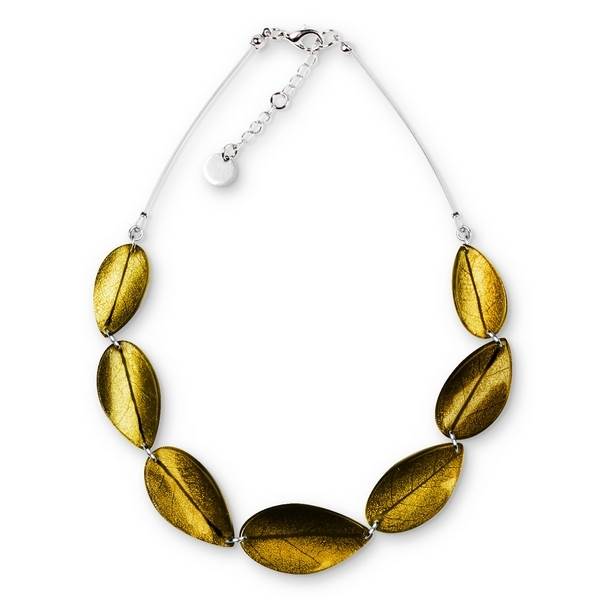 Olive Curved Leaf Necklace
