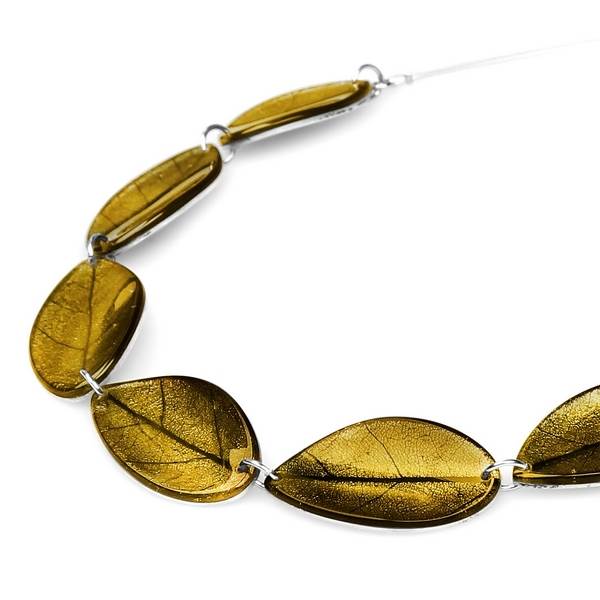Olive Curved Leaf Necklace