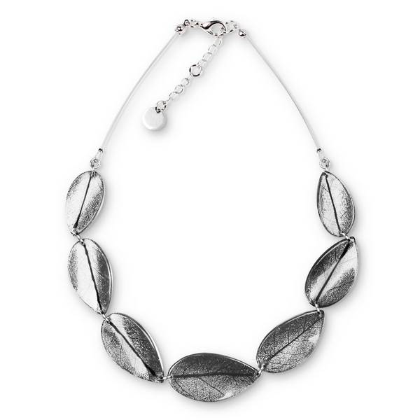 Silver Curved Leaf Necklace