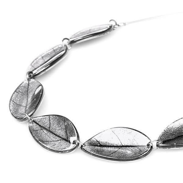 Silver Curved Leaf Necklace