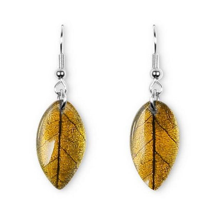 Olive Curved Leaf Fish Hook Earrings | The Jewellery Stop