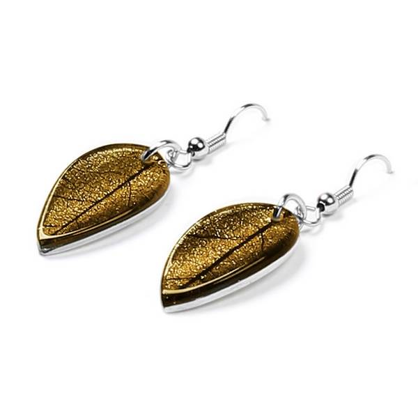 Olive Curved Leaf Fish Hook Earrings