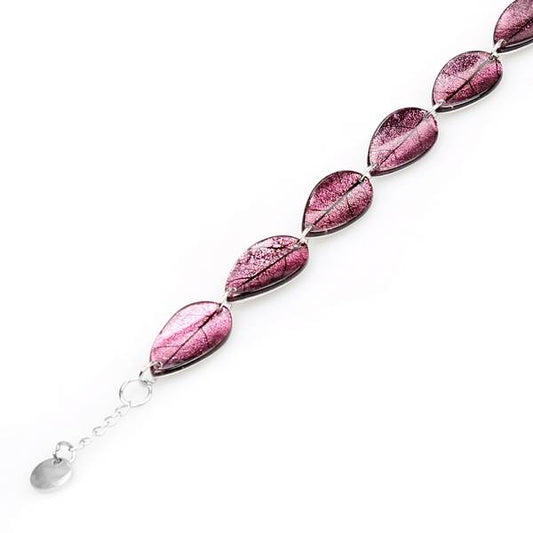 Plum Curved Leaf Bracelet | The Jewellery Stop