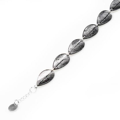 Silver Curved Leaf Bracelet