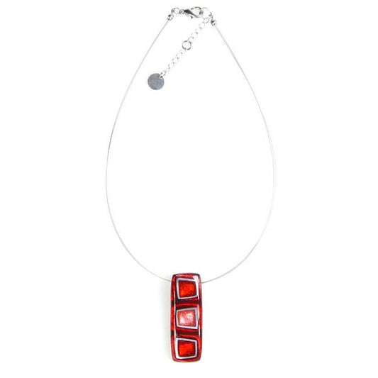 Burgundy Irregular Squares Pendant | The Jewellery Stop