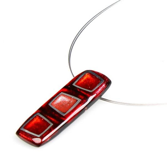 Burgundy Irregular Squares Pendant | The Jewellery Stop