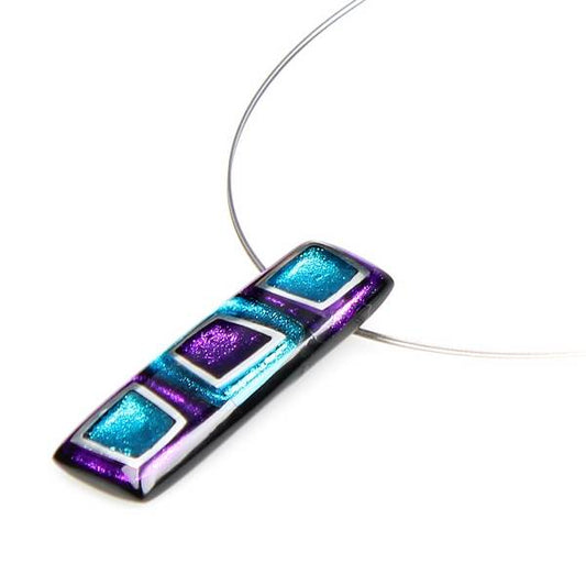 Peacock Irregular Squares Pendant | The Jewellery Stop