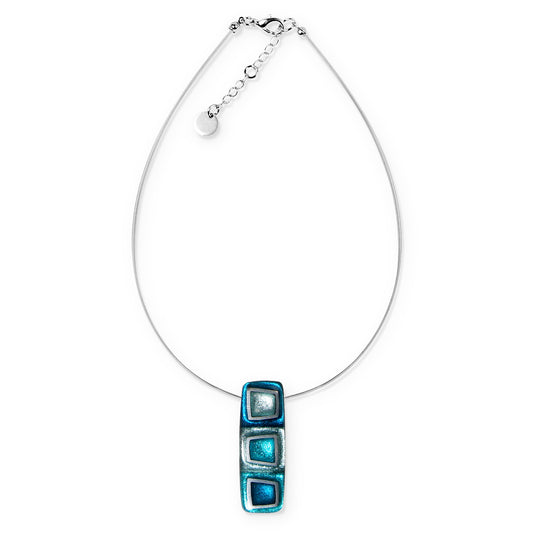 Teal Irregular Squares Pendant | The Jewellery Stop